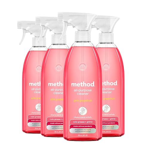 method All-Purpose Cleaner Spray, Pink Grapefruit , 28 fl oz, 4 pack | Cuts Grease & Grime on Counters, Glass, Sealed Wood & Floors, for Kitchen & Bathroom, Controlled Mist, Streak Free