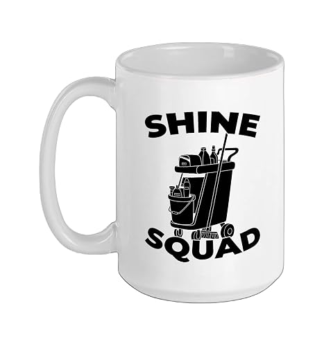 Cleaner Squad Sanitation Housekeeping - Janitorial Cleaner Ceramic Mug, White, 15oz