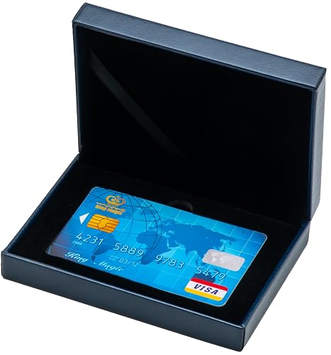 COWFEX PU Business Card Box Holder Fit Standard Gift Card Credit Card (Blue)