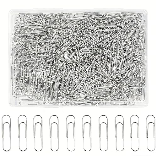 Paper Clips, 600 Pcs Paperclips Premium Medium Paper Clip, 1-2/7" Silver School Office Supplies Heavy Duty, Ideal for Bookmark(Silver)