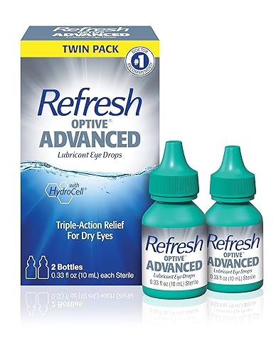 REFRESH OPTIVE Advanced Lubricant Eye Drops Artificial Tears, 2x0.33 Fl oz (20 mL), 2 Count