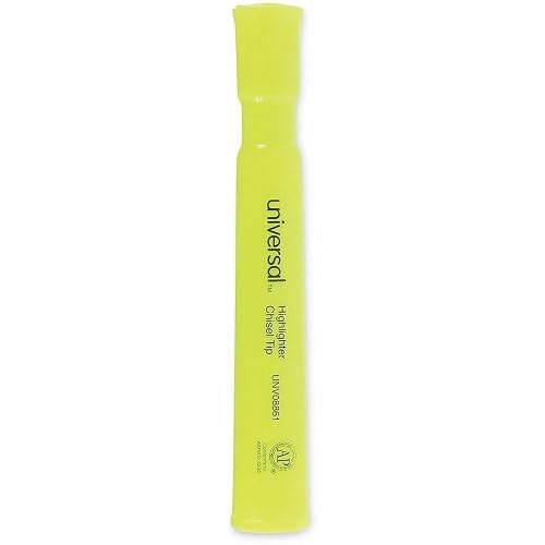 Universal 08861 Desk Highlighter, Chisel Tip, Fluorescent Yellow (Pack of 12)