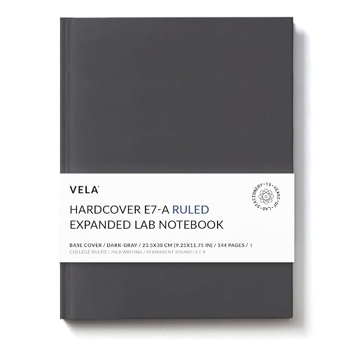 Vela Sciences Advanced E7-A Expanded Hardcover Lab Notebook, 9.25 x 11.75 in (23.5 x 30 cm), 144 Pages, Permanent Bound, 70lb Heavyweight Paper (1-Pack, Ruled)