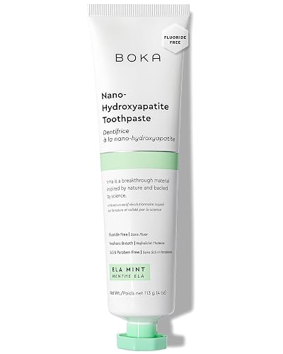 Boka Toothpaste - Nano Hydroxyapatite Toothpaste, Fluoride Free Toothpaste | Appropriate for Sensitive Teeth - Adult Oral Care - Ela Mint - 4 Oz, 1PK