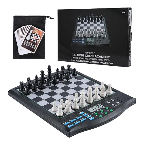 Talking Chess Academy Electronic Computer Chess Set Learn-Improve Anywhere | Interactive Computer Chess Board Game with AI Tutor, 32 Difficulty Levels, 128 Puzzles, Magnetic Travel Set for Kids & Adults