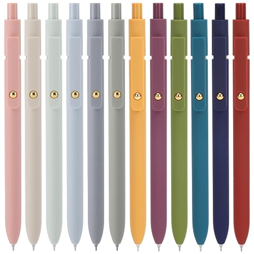 Ddaowanx Gel Pens Set,12 Pcs 0.5mm Retractable Quick Dry Black Ink Pens | Fine Point Smooth Writing Pens for Nurses and Teachers,Cute Desk Accessories Office&School Supplies,Gifts for Women