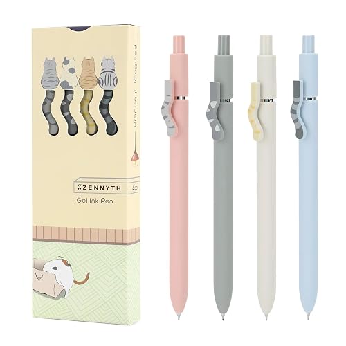 Ddaowanx Cute Cat Pens,4 Pcs 0.5mm Quick Dry Black Ink Gel Pens | Fine Point Smooth Writing Pens for Nurses and Teachers,Kawaii Office&School Supplies,Cat Lover Gifts for Women