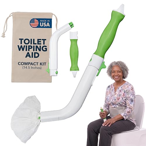 FreedomWand - 14.5” Butt Wiper Tool for Women & Men, Toilet Wiping Aid | Compact Kit | Wiping Aids for Toileting with Strong Grip, Easy Release and Carry Bag for Seniors & Limited Mobility