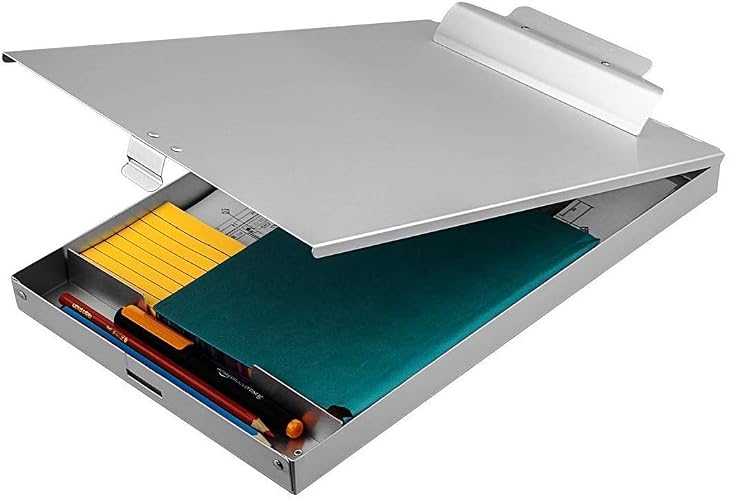 ZCZN Aluminum Storage Clipboard, Clipboard Box, Form Holder, Suitable for School, Office, Jobsite or Medical Staff, 9.25 x 13.78 Inches, Silver