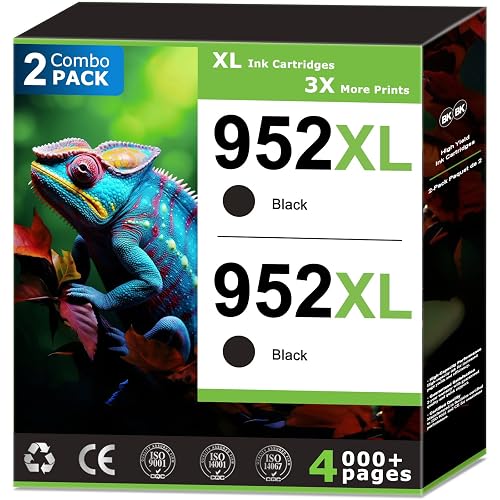 952XL Black Ink Cartridges Combo Pack for HP 952 XL OfficeJet 7740 (2 PACK) | Compatible for HP952 Black Work with OfficeJet Pro 7720 8730 8725 8210 8715 8702 8740 8216 8700 Printer, Updated with VAB.B
