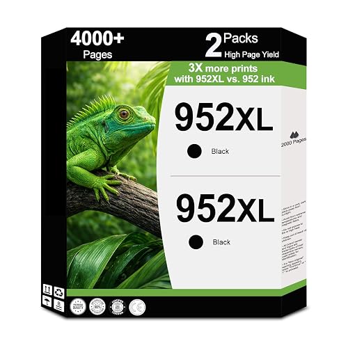 952XL Black Ink Cartridges Replacement for HP 952 XL Work with OfficeJet 8702 8210 8715 8740 7720 8730 8216 Printer, and Pro 8710 8720 7740 8725 8700 8200 8716 Printer with 23.4.1 Chips (Black 2-Pack)