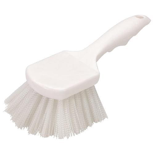 Sparta Nylon Utility Scrub Brush, 8 Inch, White | Flo-Pac, Pistol-Grip Handle, Soak-Proof Plastic, BPA Free, FDA-Compliant Materials
