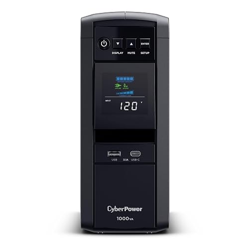 CyberPower CP1000PFCLCD PFC Sinewave UPS Battery Backup and Surge Protector | 1000VA/600W, 10 Outlets, AVR, Mini-Tower, UL Certified