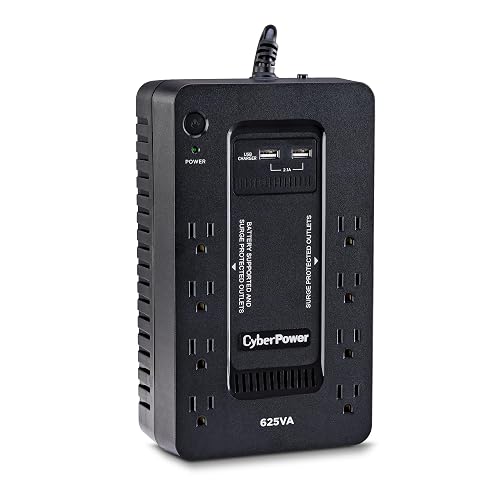 CyberPower ST625U Standby UPS Battery Backup and Surge Protector | 625VA/360W, 8 Outlets, 2 USB Charging Ports, Compact, UL Certified