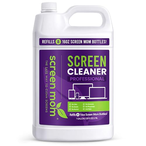 Screen Mom Screen Cleaner Spray 1-Gallon for TV, Car, Laptop and Computer | Streak-Free Formula, Glass & OLED Safe, Refill Dispensing Tap, Alcohol & Ammonia Free, Phones & Tablets Multi-Screen Cleaning