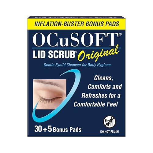 OCuSOFT Lid Scrub Original Eyelid Cleanser Inflation Buster – 30 + 5 Count | Gentle Pre-Moistened Pads for Daily Eyelid Hygiene