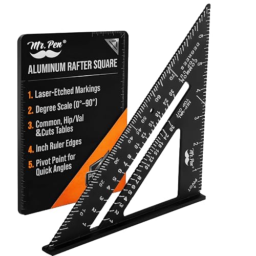 Mr. Pen- Metal Square Ruler, 7 Inch, Aluminum Rafter Square | Carpenters Square Tool, Carpentry Squares