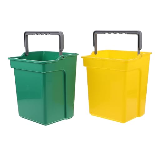 Utility Plastic Cleaning Bucket 2pcs with Handle for Cleaning Trolley | Sleek Exterior, Quick Removal Design, Space-efficient Size, for Schools, Janitorial Services, Recyclables