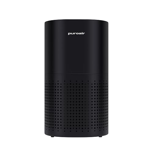 PuroAir 240 HEPA Air Purifiers for Home Pets Bedroom 1000 Ft² - Black | Certified HEPA + CarbonTech™ Air Filter for Smoke, Odor, Allergies - PuroIQ Sensor Auto-Mode, Quiet Sleep-Mode, 360° Intake