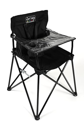ciao! Baby Portable High Chair, for Travel and Camping, Black | With Tray, Carry Bag, 23 x 23 x 32 Inches, Nylon and Vinyl, No Assembly Needed