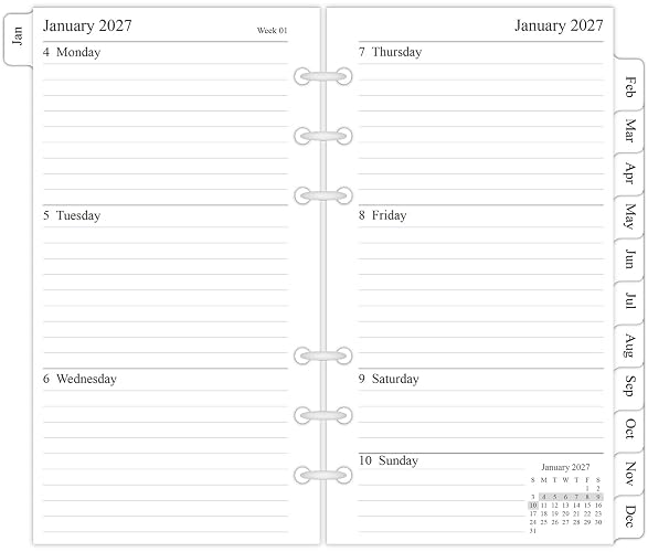 newestor 2027 Weekly & Monthly Planner Refill, 3-3/4" x 6-3/4", Jan 2027 - Dec 2027, Personal/Compact/Size 3