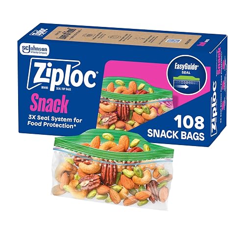 Ziploc Snack Bags, Food Storage, Easy Open & Close, 108 Count | Snack Bags, Food Storage, Reusable, Easy Open & Close, On-the-Go Portions, BPA-Free, 108 Count