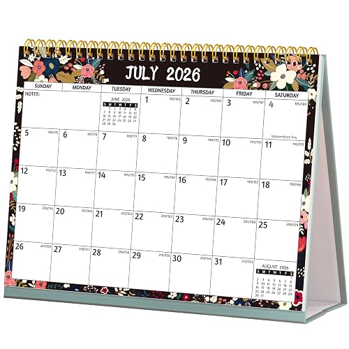 Desk Calendar 2026-2027 - Standing Flip Desktop Calendar 2026-2027, 18 Months(July 2026 - December 2027), 10" x 8", Large with Notes, To-dos, Yearly Overview, Thick Paper, Great for Easy Planning
