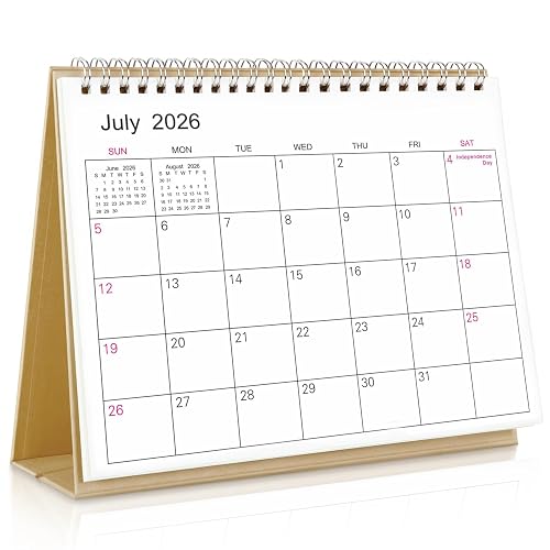 SKYDUE Small Desk Calendar 2026-2027, Jul. 2026 to Dec. 2027, 18 Months Small Desk Calendar with Planner Stickers, 8.5" x 7" Desktop Calendar Planner, Kraft