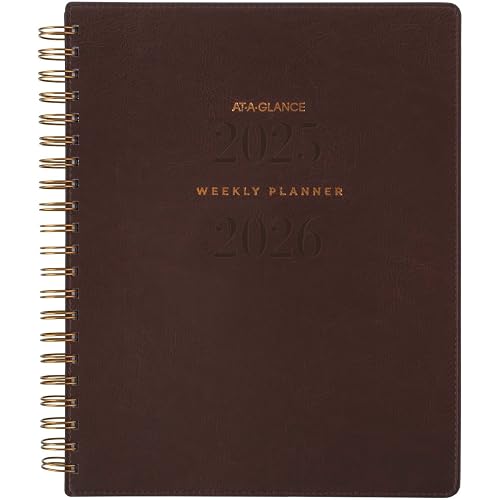 AT-A-GLANCE Planner 2025-2026 Academic, Weekly & Monthly, 8-1/2" x 11", Large, Monthly Tabs, Flexible Cover, Signature Collection, Brown (YP905A09)