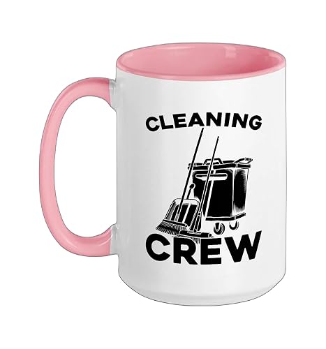 Cleaner Team Housekeeping Sanitation Janitorial - Cleaner Ceramic Mug, Pink/White, 15oz