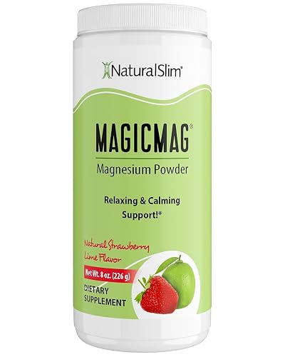 NaturalSlim MagicMag Magnesium Citrate Powder, Strawberry Lime, 8 oz | Supports Relaxation, Restful Sleep, and Cardiovascular Health, Magnesium Citrate Supplement for Women and Men
