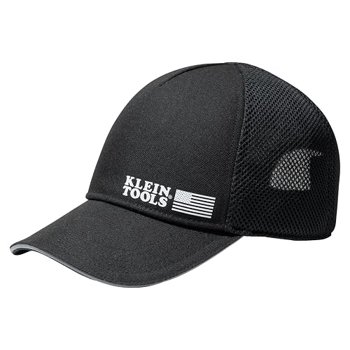 KLEIN TOOLS 22014 Adjustable Snapback Black Cap, Bump Cap Insert Compatible | Mesh Back Design with Reflective Brim, Padded Interior, for Construction and Jobsite Use