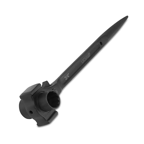 Lichamp Spud Ratchet Wrench with Hammer Head, 3/4" x 7/8" Dual End Socket | 12 INCH, Long Handle Bar Hammer, for Construction Works, Ratcheting Podger Scaffold Spud Wrench