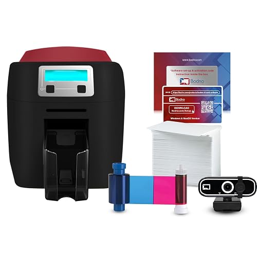 Bodno Magicard 400X Dual Sided ID Card Printer & Complete Supplies Package ID Software - Gold Edition