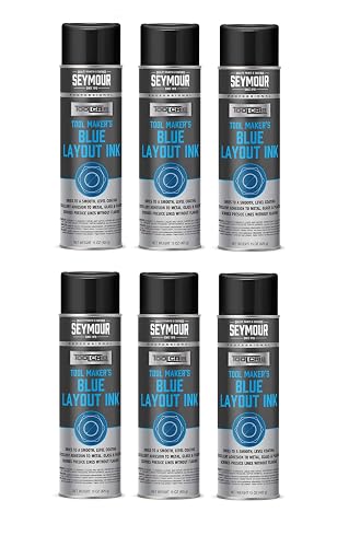 620-1558 Seymour Tool-Crib Blue Layout Ink Spray (15 oz, 6-Pack) | Bulk Cobalt Blue Scribing Coating for Metal, Glass & Plastic | Industrial Shop Supply