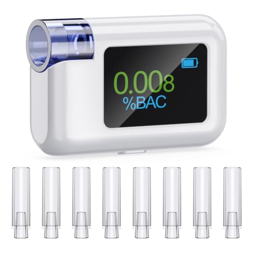 Breathalyzers for Alcohol,Alcohol Tester Breathalyzer,8 Mouthpieces | Alcohol Breathalyzer for Personal Use, Personal Breathalyzers with Tri-Color BAC Display for Alcohol Screening