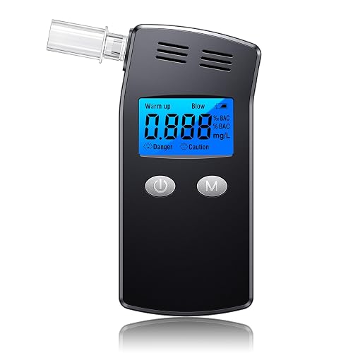 Personal Breathalyzer with Digital LCD Display, Portable Alcohol Tester with 10 Replaceable Mouthpieces for Home, Travel and Parties