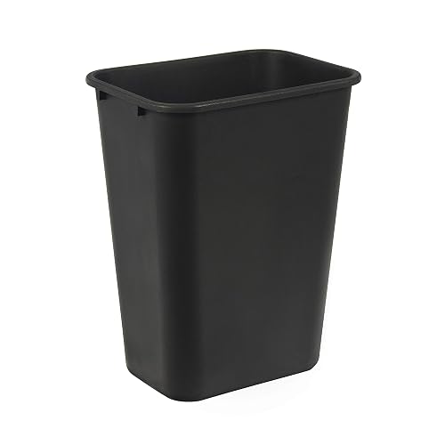 Amazon Basics Rectangular Commercial Office Wastebasket, Easy to Clean, Space-Saving,15.5"L x 11.5"W x 20"H, 10 Gallon, Black