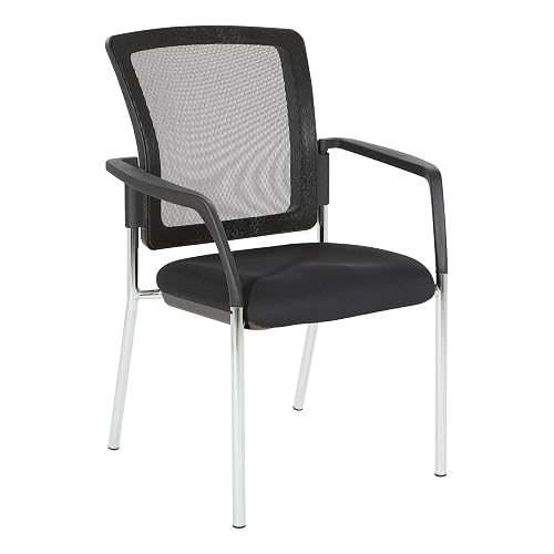 Office Star ProGrid Mesh Back Guest Chair with Padded Seat and Contoured Armrests, Coal FreeFlex
