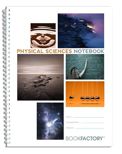 BookFactory Physical Sciences Lab Notebook, Wire-O, 75 Pages | Scientific grid pages, 8.5" x 11", translucent cover - Made in USA (LAB-075-7GW (Physical Sciences))