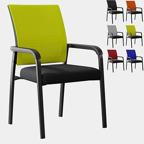 Mesh Back Stacking Arm Chairs Waiting Room Chairs Ergonomic Mesh Office Chair with Lumbar Support for Office School Church Guest Reception(Green,1pcs)