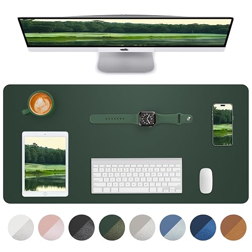 Non-Slip Desk Pad,Mouse Pad,Waterproof PU Leather Desk Protector,Ultra Thin Large Desk Blotter,Waterproof Keyboard mat for Office/Home/Decor(Dark Green 23.6" x 13")