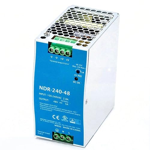 TorqCali NDR-240-48 48VDC / 5A / 240W Power Supply | Highly Efficient and Reliable DIN Rail Power Supply for Various Industrial Applications