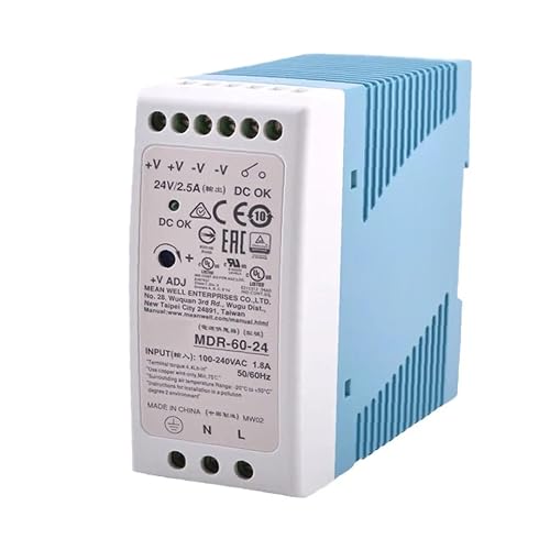 KCDADA MDR-60-24 24VDC 2.5A 60W DIN Rail Power Supply | 85-264VAC Input, for Industrial Automation, Security & Railway