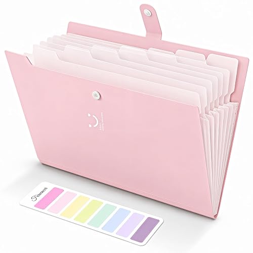 Forvencer 8 Pocket Accordion File Organizer, Expanding File Folders, Letter | Cute Folders for Document with Label, Portable File Organizer for School Office Supplies, Expandable Document Paper Holder