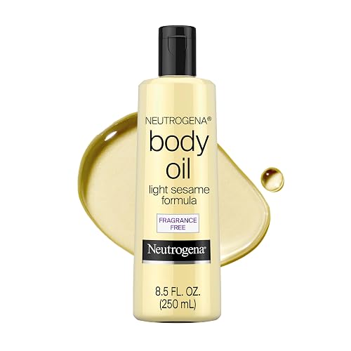 Neutrogena Body Oil Light Sesame Formula, Fragrance-Free, 8.5 fl. oz | Nourishing Moisturizer, for Before- and After-Shower Application, Lightweight, Non-Greasy Feel