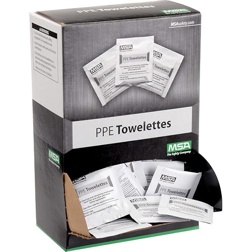 MSA Safety 697383 Respirator Towelettes, 7-1/4" x 5", 100/Box