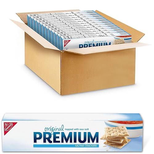 Premium Original Saltine Crackers, Lunch Snacks, Bulk Snacks, 12 Boxes | Certified Kosher, Topped with Sea Salt
