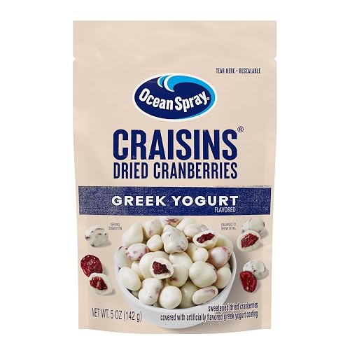 Ocean Spray Greek Yogurt Covered Craisins, Greek Yogurt Flavored Covered Cranberries, Dried Fruit, 5 Oz Pouch