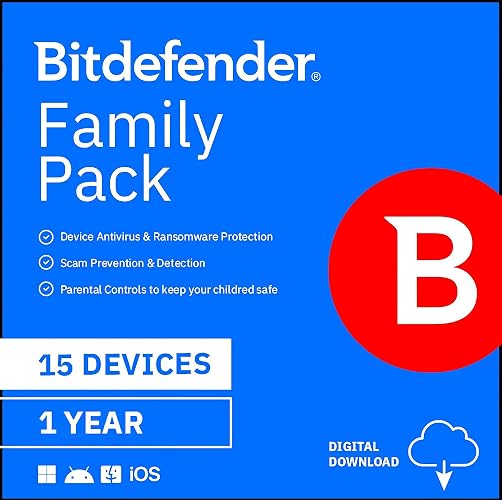 Bitdefender Family Pack - 15 Devices | 1 year Subscription | PC/Mac | Activation Code by email